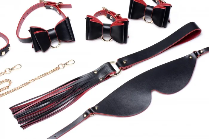 Black and Red Bow Bondage Set with Carry Case Master Series Restraints