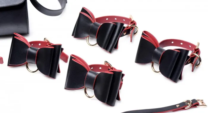 Black and Red Bow Bondage Set with Carry Case Master Series Restraints