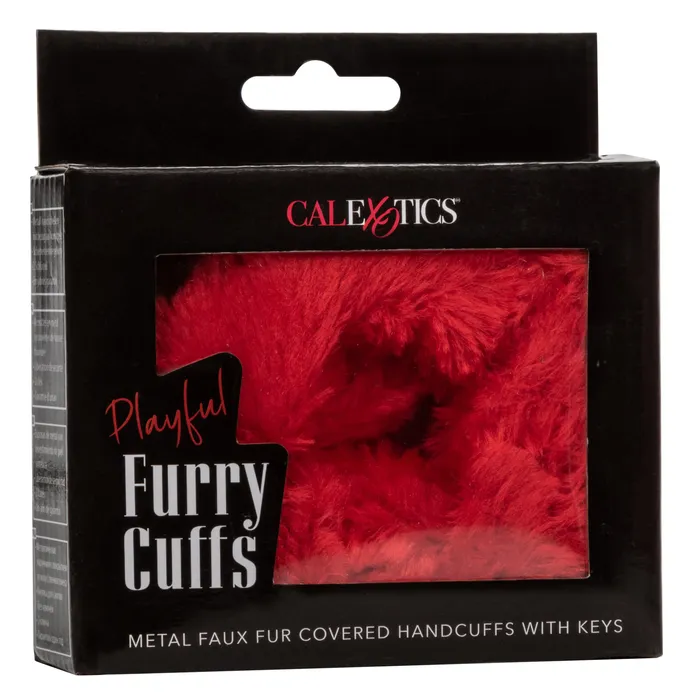 CalExotics Restraints Playful Furry Cuffs Red CalExotics Restraints Playful Furry Cuffs Red