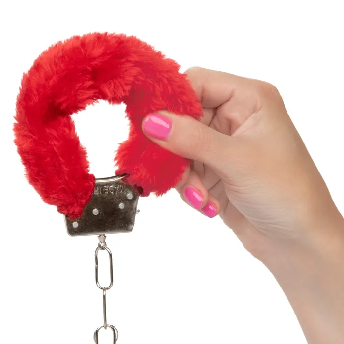 CalExotics Restraints Playful Furry Cuffs Red CalExotics Restraints Playful Furry Cuffs Red