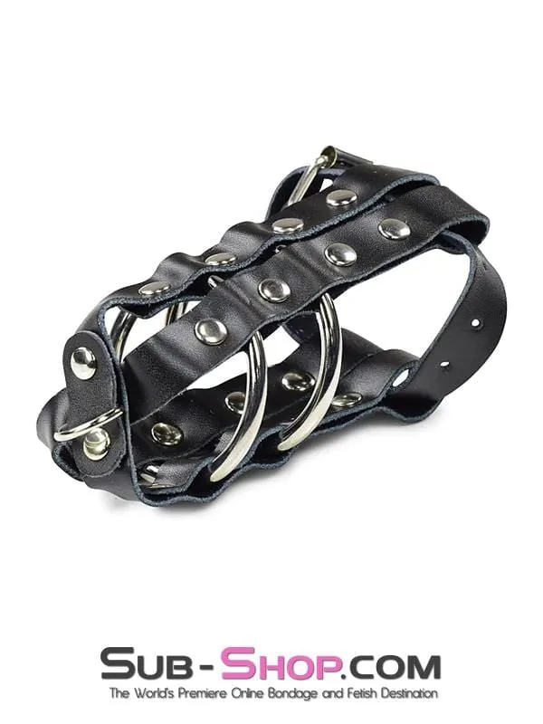 Male Sex Toys Idea 1797DL Lockable Leather Cock Balls Cage with Lead Ring Tip