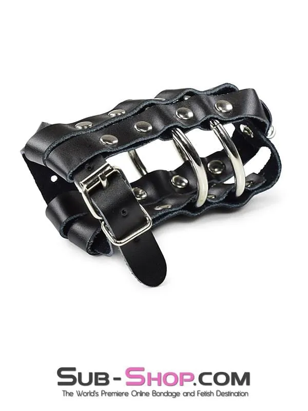 Male Sex Toys Idea 1797DL Lockable Leather Cock Balls Cage with Lead Ring Tip